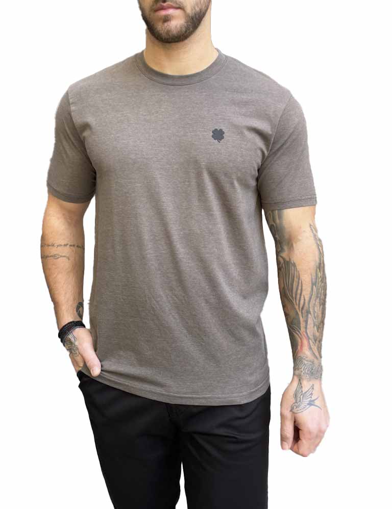 Ανδρικό βαμβακερό ανθρακί πλυμένο παλαιωμένο T-shirt με μικρό λογότυπο TPM1071A φωτογραφία